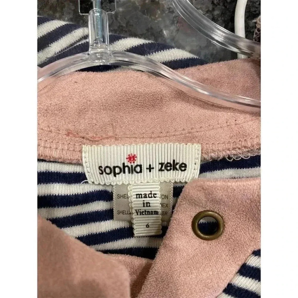 Sophia + Zeke Girls' Striped top/dress Shirt w/ Elbow Patches Size 6 - Picture 3 of 3
